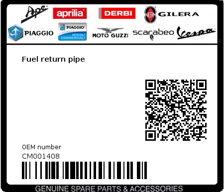 Product image: Gilera - CM001408 - Fuel return pipe  0