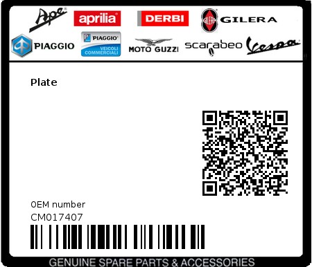 Product image: Gilera - CM017407 - Plate 