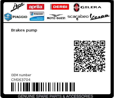 Product image: Gilera - CM063704 - Brakes pump  0