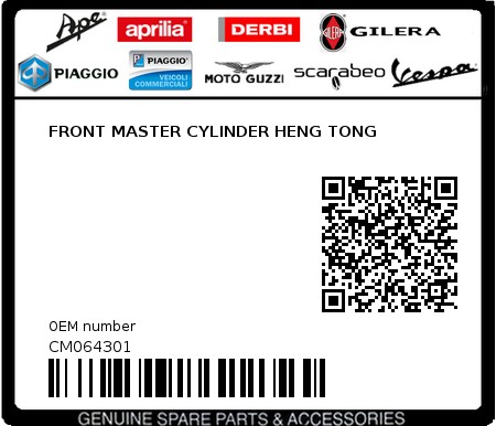 Product image: Gilera - CM064301 - FRONT MASTER CYLINDER HENG TONG 