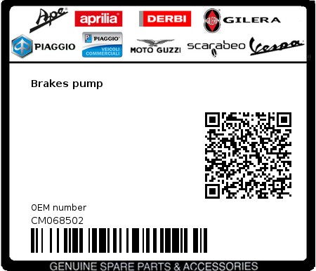 Product image: Gilera - CM068502 - Brakes pump  0