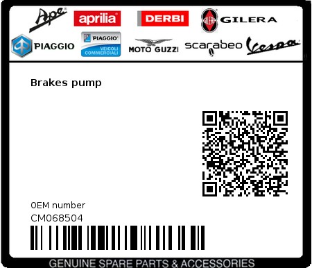 Product image: Gilera - CM068504 - Brakes pump  0