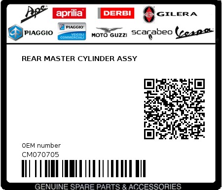 Product image: Gilera - CM070705 - REAR MASTER CYLINDER ASSY  0