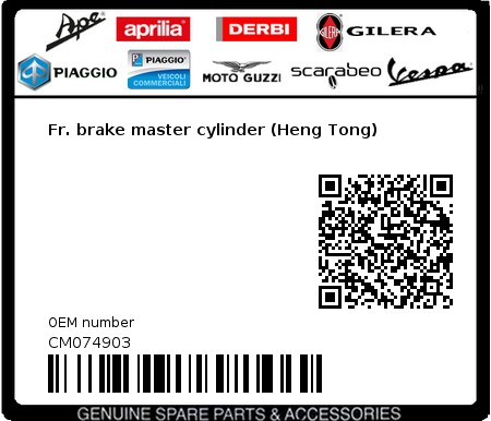 Product image: Gilera - CM074903 - Fr. brake master cylinder (Heng Tong)  0