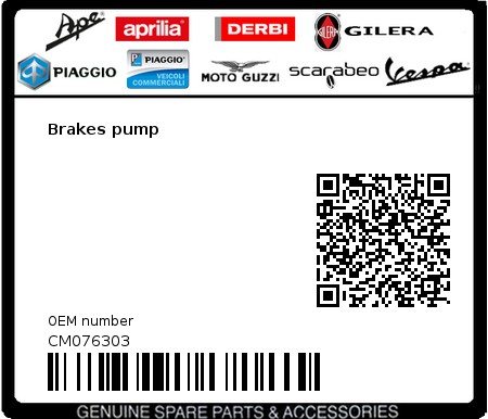 Product image: Gilera - CM076303 - Brakes pump  0