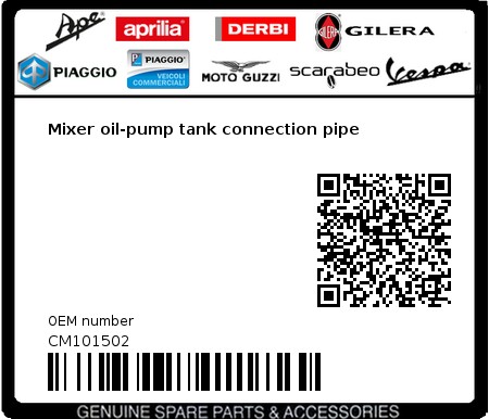 Product image: Gilera - CM101502 - Mixer oil-pump tank connection pipe  0