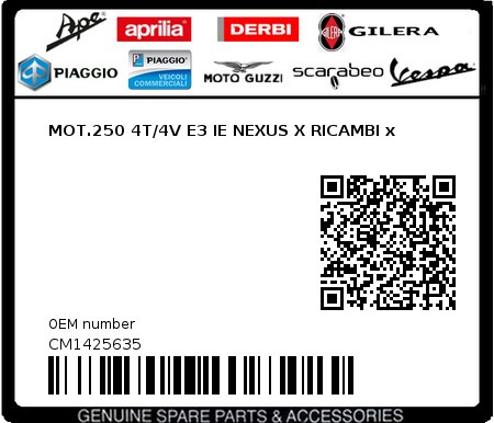 Product image: Gilera - CM1425635 - MOT.250 4T/4V E3 IE NEXUS X RICAMBI x  0