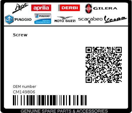 Product image: Gilera - CM149806 - Screw  0