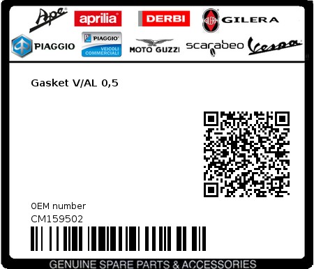Product image: Gilera - CM159502 - Gasket V/AL 0,5  0