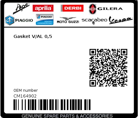 Product image: Gilera - CM164902 - Gasket V/AL 0,5  0
