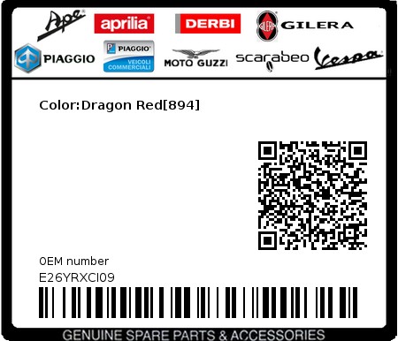 Product image: Gilera - E26YRXCI09 - Color:Dragon Red[894]  0