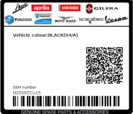 Product image: Gilera - N25S9ZCU15 - Vehicle colour:BLACK[94/A] 