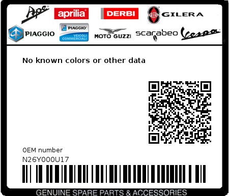 Product image: Gilera - N26Y000U17 - No known colors or other data  0