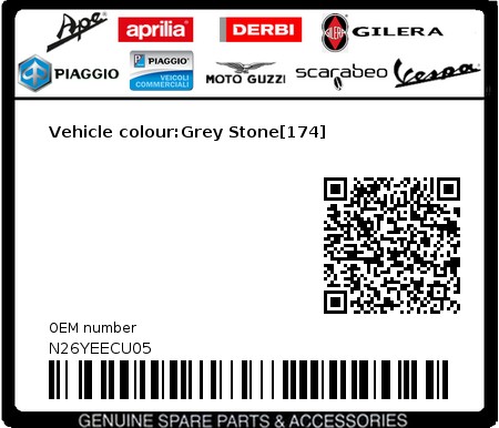 Product image: Gilera - N26YEECU05 - Vehicle colour:Grey Stone[174] 