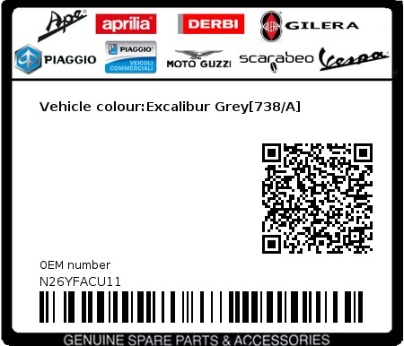 Product image: Gilera - N26YFACU11 - Vehicle colour:Excalibur Grey[738/A]  0