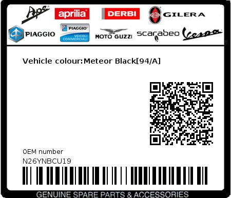 Product image: Gilera - N26YNBCU19 - Vehicle colour:Meteor Black[94/A] 