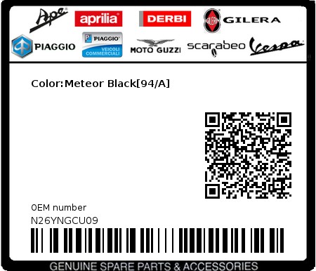 Product image: Gilera - N26YNGCU09 - Color:Meteor Black[94/A] 