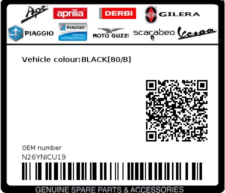 Product image: Gilera - N26YNICU19 - Vehicle colour:BLACK[80/B] 