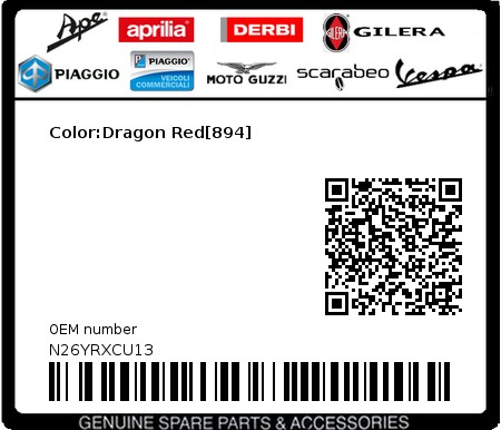 Product image: Gilera - N26YRXCU13 - Color:Dragon Red[894]  0