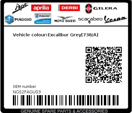 Product image: Gilera - NGS2FAGU03 - Vehicle colour:Excalibur Grey[738/A] 