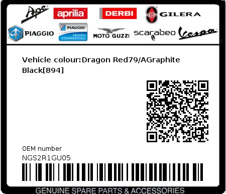 Product image: Gilera - NGS2R1GU05 - Vehicle colour:Dragon Red79/AGraphite Black[894] 