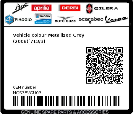 Product image: Gilera - NGS3EVGU03 - Vehicle colour:Metallized Grey (2008)[713/B]  0