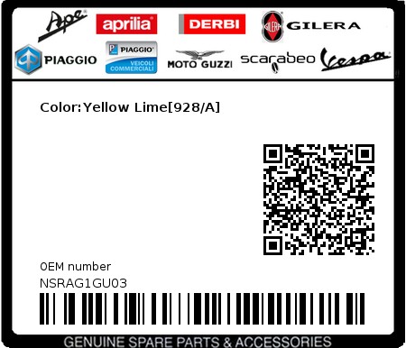 Product image: Gilera - NSRAG1GU03 - Color:Yellow Lime[928/A] 