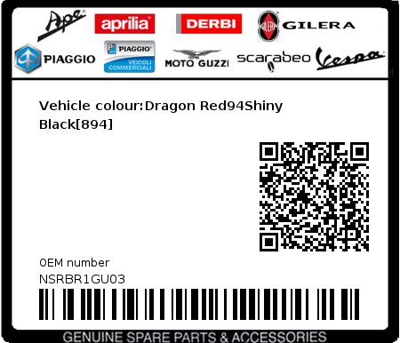 Product image: Gilera - NSRBR1GU03 - Vehicle colour:Dragon Red94Shiny Black[894]  0