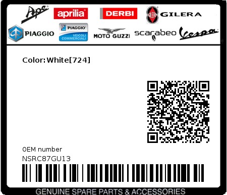Product image: Gilera - NSRC87GU13 - Color:White[724]  0