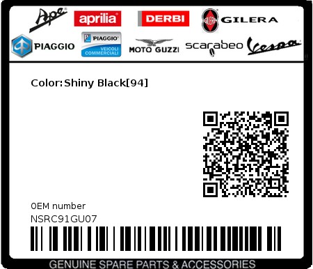 Product image: Gilera - NSRC91GU07 - Color:Shiny Black[94]  0