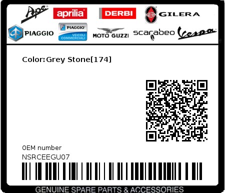 Product image: Gilera - NSRCEEGU07 - Color:Grey Stone[174]  0