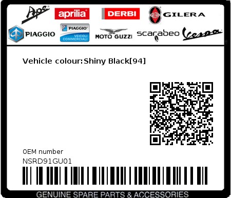 Product image: Gilera - NSRD91GU01 - Vehicle colour:Shiny Black[94]  0