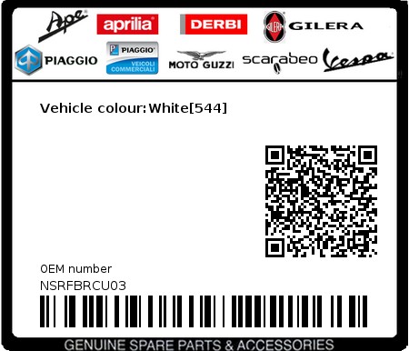 Product image: Gilera - NSRFBRCU03 - Vehicle colour:White[544]  0