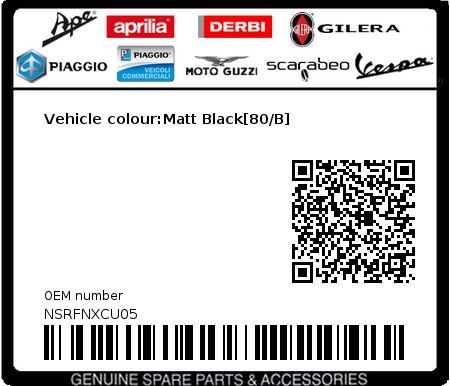Product image: Gilera - NSRFNXCU05 - Vehicle colour:Matt Black[80/B]  0