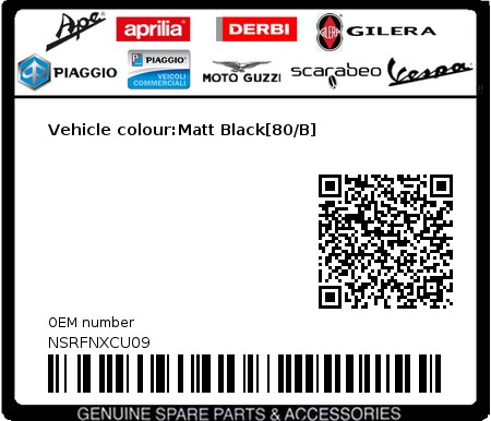 Product image: Gilera - NSRFNXCU09 - Vehicle colour:Matt Black[80/B]  0