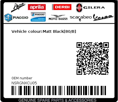 Product image: Gilera - NSRGNXCU05 - Vehicle colour:Matt Black[80/B]  0