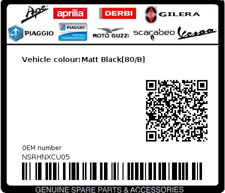 Product image: Gilera - NSRHNXCU05 - Vehicle colour:Matt Black[80/B]  0