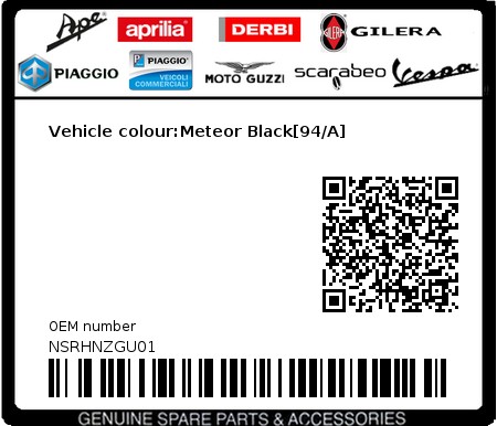 Product image: Gilera - NSRHNZGU01 - Vehicle colour:Meteor Black[94/A] 