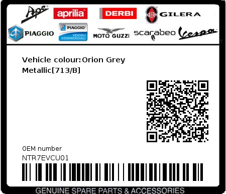 Product image: Gilera - NTR7EVCU01 - Vehicle colour:Orion Grey Metallic[713/B]  0