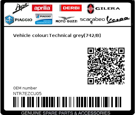 Product image: Gilera - NTR7EZCU05 - Vehicle colour:Technical grey[742/B]  0