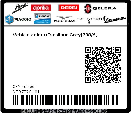 Product image: Gilera - NTR7F2CU01 - Vehicle colour:Excalibur Grey[738/A]  0