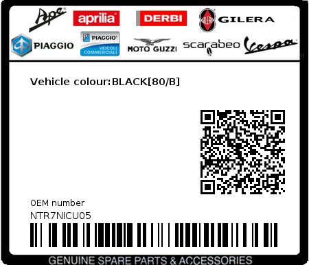 Product image: Gilera - NTR7NICU05 - Vehicle colour:BLACK[80/B]  0