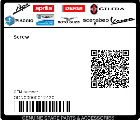 Product image: Gilera - ODN00000012420 - Screw  0