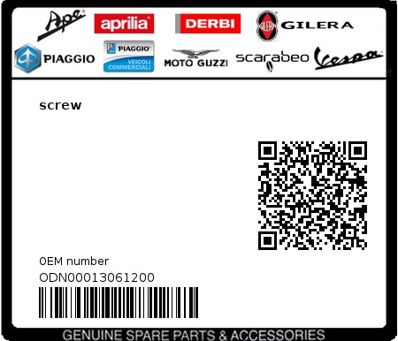 Product image: Gilera - ODN00013061200 - screw  0
