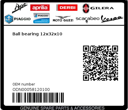 Product image: Gilera - ODN00058120100 - Ball bearing 12x32x10  0
