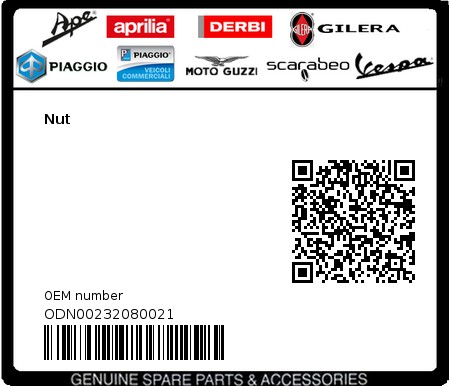 Product image: Gilera - ODN00232080021 - Nut 