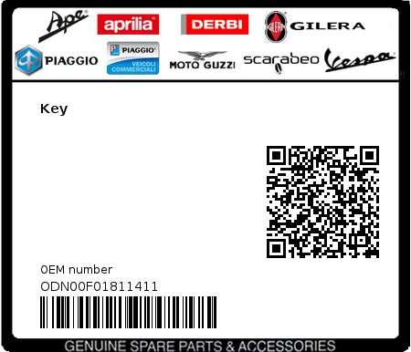 Product image: Gilera - ODN00F01811411 - Key 