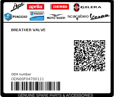 Product image: Gilera - ODN00F04700121 - BREATHER VALVE  0