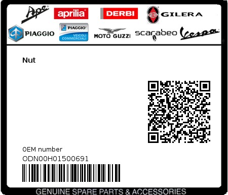 Product image: Gilera - ODN00H01500691 - Nut  0