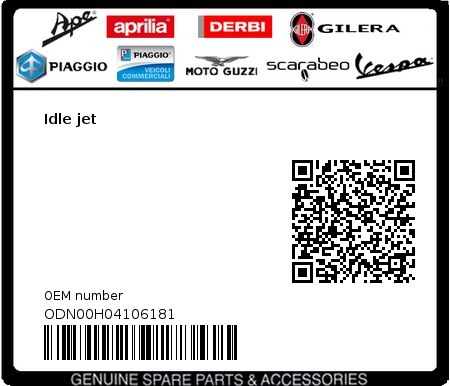 Product image: Gilera - ODN00H04106181 - Idle jet 